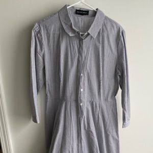 Button up striped fit and flare dress